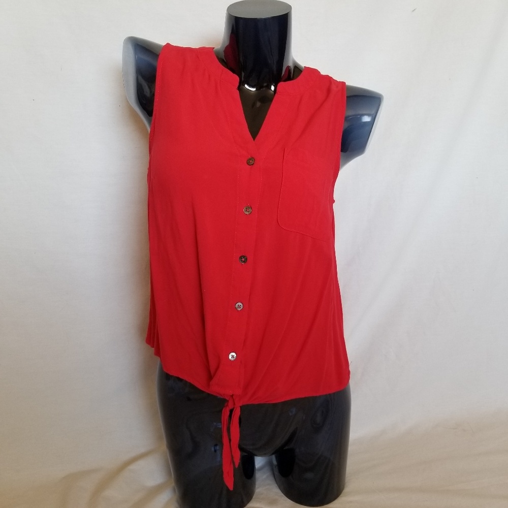 Cherry red tie bottom tank top
